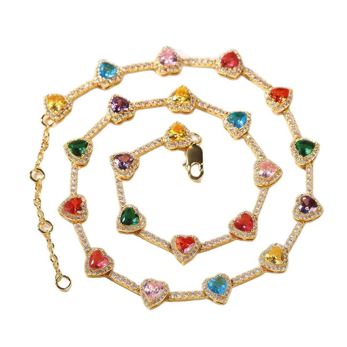 Rainbow Heart Necklace in gold