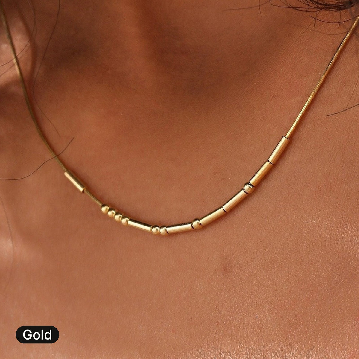 Morse Code Necklace in Gold