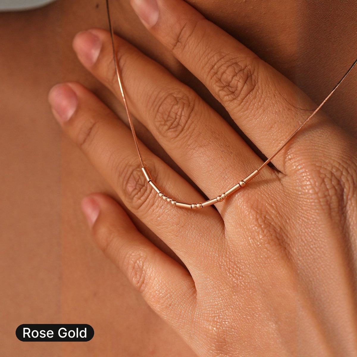Morse Code Necklace in Rose Gold