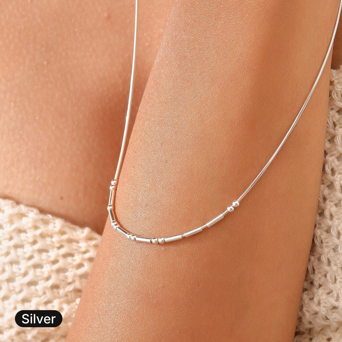 Morse Code Necklace in Silver